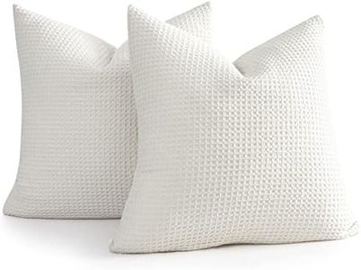 COCOPLOCEUS 26x26 Pillow Covers Set of 2 Euro Shams Cotton Euro Sham Pillow Covers Waffle Weave Pillowcase Farmhouse Decorative Euro Throw Pillow Covers for Couch Sofa Bedroom Car, Ivory White