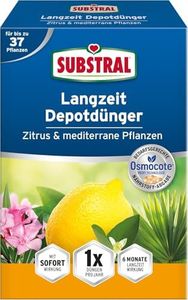Substral Langzeit Depotdünger für Zitrus & mediterrane Pflanzen, 750 g, für Bougainville, Oleander, Feigen, u.a.