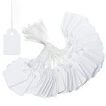 Price Tags, 500PCS Hang Strung Labels Tags with String 13 x 23mm Small Gift Price White Strung Tag for Display Jewelry Clothes Clothing Rings Prices