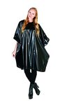 Betty Dain Jumbo Shampoo Cape, 45" W x 54" L, Waterproof and Stain-resistant Vinyl, Soft Nylon Neckband, Touch-and-close Fastener, Machine Washable, Black