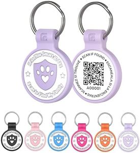 ilFindYou Silicone Cat Tags Personalized Small for Pet Collars, QR Code Cat Name Tags, Scan Location Alerts, Purple S
