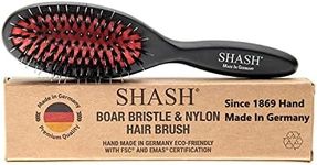 Since 1869 Hand Made In Germany - Nylon Boar Bristle Brush Suitable For Normal to Thick Hair Gently Detangles, No Pulling or Split Ends - Softens Improves Hair Texture, Stimulates (Extra Small)