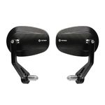 FENRIR Emark E24 Motorbike Motorcycle Bar End Mirrors Black CNC Forged Aluminum Alloy Cafe Racer Handlebar Mirror Anti-glare Vibration-reducing design Curved lenses For Sport Street Cruiser Scooter