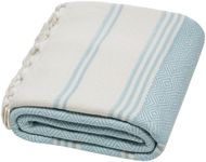 DEMMEX Certified Organic Turkish Cotton Beach and Bath Towel - Hammam Peshtemal Towel, Blanket - Diamond Weave, Prewashed,180x90, GreyBlue