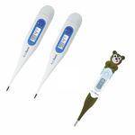 AccuSure Combo Pack Mercury-Free Digital Thermometer With Transparent Storage Case (Two (MT-32) And One Brown Bear Kids Thermometer)