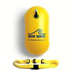 New Wave Swim Bubble for Open Water Swimmers Triathletes - Swim Safety Buoy & Tow Float (Yellow)