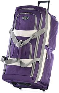 Olympia 8 Pocket U Shape Rolling Polyester Duffel Luggage Bag Suitcase with Push Button Hide Away Retractable Handle, Dark Lavender, 33 inch, 8 Pocket Rolling Duffel Bag