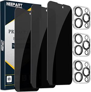 NEEPART 3+3 Pack Screen Protector for iPhone 14 Pro Max; Privacy Screen Protector, Camera Lens Protector, Sensor Protection, Dynamic Island Compatible, 9H Anti-Scratch, Case Friendly, 6 Pack