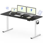 FLEXISPOT 60" Large Height Adjustable Standing Desk, Electric Sit Stand Desk Home Office Table Computer Workstation (60x24 inch Black Desktop + White Frame, 2 Packages)