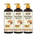 WOW Skin Science Shea Butter With Lactic Acid Body Lotion|400ml|Pack of 3