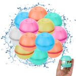 Reusable Water Balloons 6PCS, Magnetic Silicone Water Balls Quick Fill Refillable Self Sealing, Summer Water Toys for Beach, Pool, Outdoor Backyard Splash Fun Games Water Fight for Kids & Adults (6)