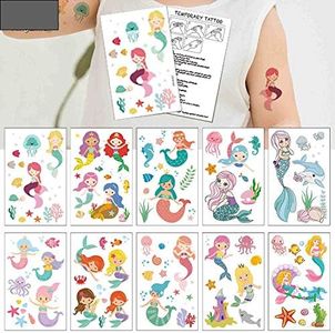 Mermaid Temporary Tattoos(80 designs) - COKOHAPPY Mermaid Assorted Temporary Tattoos For Kids Children Girls Birthday Party Favors Supplies Party Accessories