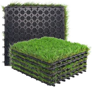 GOLDEN MOON Artificial Grass Turf Tile Interlocking Self-draining Mat, 1x1 ft, 1.5 in Pile Height, 6 Pack