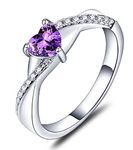 YL 925 Sterling Silver Engagement Ring Heart Cut 5MM Created Amethyst Infinity Ring for Women-size7