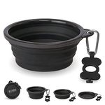 Bonza Collapsible Dog Bowl, Portable Dog Water Bowl for Medium to Large Pets, Lightweight, Sturdy, Leak Proof, Food Safe, Premium Quality Travel Pet Bowl Solution (Large, Black)