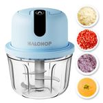 Halohop 350ML Mini Electric Chopper for Kicthen | One-Touch Operation | German design Chopper Electric| 304 Stainless Steel Blades Food Processor | Mincing Vegetable, Garlic, Ginger, Onion, Nut (Blue)