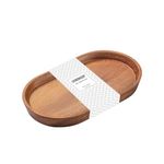 Vandroop Wooden Serving Tray for Parties, Tea&Coffee Table Tray, Small Oval Wood Plate for Fruit&Snacks, Decorative Tray for Jewellery Key Coin, Tray for Bathroom (Acacia Wood, 7.8”×4.66”)