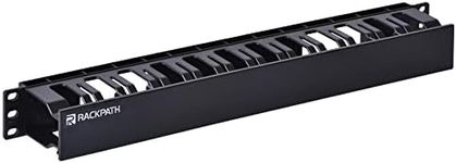 RackPath 1U 19 Inch Plastic Server Rack Mount Cable Management Duct Raceway with Panel Cover