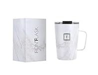 IRON °FLASK Grip Coffee Mug - 350 ml, Leak Proof, Vacuum Insulated Stainless Steel Bottle, Double Walled, Thermo Travel, Hot Cold, Water Metal Canteen (Carrara Marble)