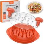 Chicken Shredder, Chicken Shredder Tool Twist with Transparent Lid, Ergonomic Handle and Anti-Slip Base, Dishwasher Safe, Cleaning Brush, Heat Resistant, BPA Free (Orange)