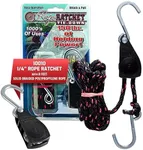 Rope Ratchet 1/4" Adjustable Rope Hanger for Tent & Canopy Tie Downs, Camping & Boating, Locking Pulley System, Heavy Duty Ratchet Straps for Boat Docking, Grow Light Hangers - 8', 150 lb Capacity