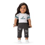 American Girl Philadelphia Eagles 18 inch Fan Tee with Crew Neck Striped Short Sleeve, Green and Grey, 1 pcs, Ages 6+