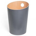 Kazai.® Design Paper Bin 'Bennet' | Unique Waste Paper Basket for Office, Bedroom, Children's Room, and More | Office Bin Made of Real Wood Veneer | Grey (dark)