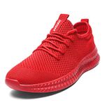 Tvtaop Mens Trainers Road Running Shoes Sneaker Gym Athletic Breathable Outdoor Sports Jogging Fitness Non Slip Lightweight Comfortable Casual Walking Shoes Red 8 UK