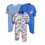 EIO 100% Cotton Rompers/Sleep Suits/Jumpsuit/Night Suits for Baby Boys & Girls, Infants, New Born Combo Pack Royal Blue