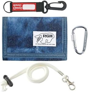 Rough Enough Kids Wallet for Boys Preppy Teens RFID Blocking with Glow in the Dark Lanyard Keychain Unique Tie Dye Blue Canvas
