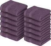 Utopia Towels Premium Washcloth Set (30 x 30 CM) 100% Cotton Face Cloths, Highly Absorbent and Soft Feel Fingertip Towels (12 Pack, Plum)