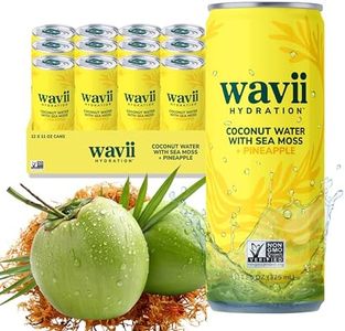 Wavii Hydration Organic Coconut Water with Organic Sea Moss plus Pineapple, 11 fl oz Cans, Pack of 12 – Clean Refreshing Hydration with Naturally Occurring Electrolytes, No Added Sugar, Non-GMO