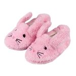 LACOFIA Kids Girls Anti-Slip Rubber Sole Shoes Children Winter Warm Plush Rabbit Slippers Pink 7-8 UK