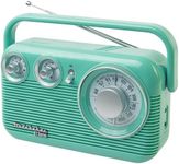 Studebaker SB2003BT Bluetooth Retro Portable AM/FM Radio with AC or Battery Operation (Teal)