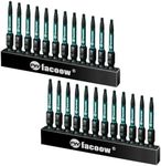 Facoow T10 Torx Bit Set: 24-Piece, 2" Long Impact Torque Set with Magnetic Torx & Star Bits, S2 Alloy Steel
