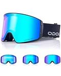 Odoland Photochromic Ski Goggles for Sunny and Cloudy Days, Anti-Fog OTG UV400 Protection Cylinder Snowboard Goggles for Adult Men Women Youth, Helmet Compatible for Skiing Snowboard BL