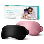 Cooling & Heating Gel Eye Mask - 2 Pack, Weighted Eye Mask,Eye Masks for Dark Circles and Puffiness, Reusable Cold&Warm Compress Sleeping Mask for Women Men, Yoga, Travel, Airplane(Black, Pink)