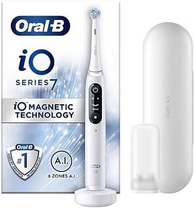 Oral-B iO7 Electric Toothbrushes For Adults, App Connected Handle, 1 Toothbrush Head & Travel Case, 5 Modes with Teeth Whitening, White