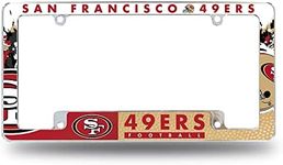 Rico Industries NFL San Francisco 49ers Primary 12" x 6" Chrome All Over Automotive License Plate Frame for Car/Truck/SUV