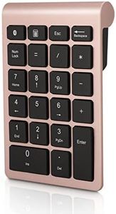 Gugxiom Bluetooth Numeric Keyboard, 22 Keys Mini Portable Financial Accounting Numeric Keyboard, 10 Keys Bluetooth 5.0 Numeric Keyboard for Computer (Rose Gold)