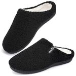 ERGOfoot Orthopedic Slippers for Plantar Fasciitis, Sherpa Fleece Clog Washable Non-Slip Indoor Outdoor House Slippers,Black 39