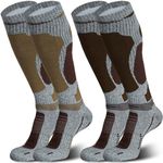 Merino Wool Ski Socks 2 Pairs for Mens Womens Knee High Thermal Snowboarding Socks for Cold Weather