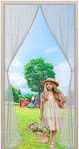 Fly Screens Doors 85x220cm(33x87inch) Patio Curtain Insect Mesh for Keeping Out Flies & Bug, Auto Closer Magnet Patio Door Easy to Install Without Drilling,Gray A