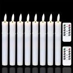 Mavandes Flameless Flickering Taper Candles Two Remote, 7.5 Inch White Battery Operated LED Window Candles Timer,Set of 8 Plastic Dripping-Wax Effect Flameless Candlesticks(0.86” Dia,Warm Fire)