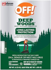 OFF! Deep Woods Mosquito and Insect Repellent Wipes, Long lasting, 12 Individually Wrapped Wipes