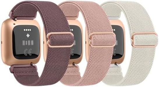 [3 Pack]Adjustable Elastic Bands for Fitbit Versa 2 bands, Fitbit Versa band,Versa Lite/SE band, Soft Stretchy Loop Breathable Sport Nylon Replacement Strap Wristbands for Women/Men