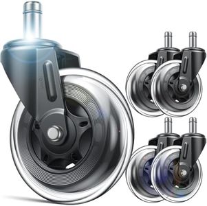 EMNT Office Chair Wheels Replacement, 3" Heavy Duty Rubber Caster Wheels for Hardwood Floors and Carpet, Quiet & Safe Wheels for Rolling Chair Set of 5, Easy Installation with Universal Fit