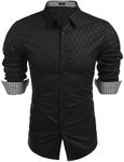 COOFANDY Mens Dress Shirt Long Sleeve Slim Fit Business Casual Button Down Black, Large