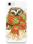 Inspired Cases - 3D Textured iPhone SE Case - Rubber Bumper Cover - Protective Phone Case for Apple iPhone SE - Autumn Owl with Scarf