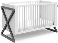 Storkcraft Equinox 3-in-1 Convertible Crib (Gray) – Easily Converts to Toddler Bed and Daybed, 3-Position Adjustable Mattress Support Base, Modern Two-Tone Design for Contemporary Nursery